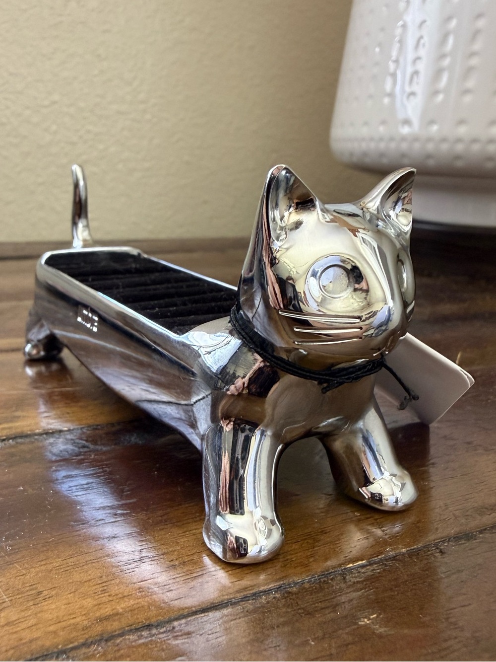 New Umbra Chrome Ali Cat Ring Holder Organizer Silver Seymer Cruz Black Velvet